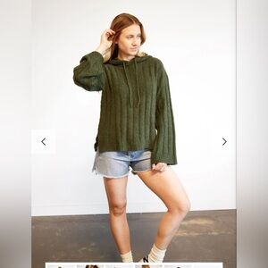 NWT ABLE Harlow Boucle hoodie sweater in Alpine Green.